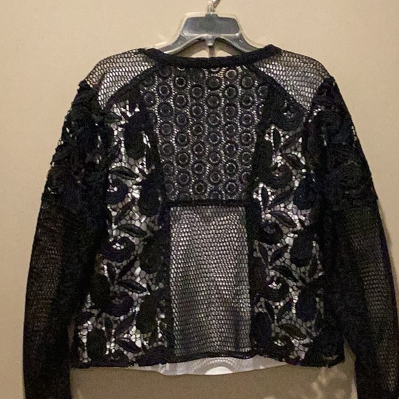 ASOS long sleeve netting/appliqué jacket.  Black size large 14 - Picture 7 of 7